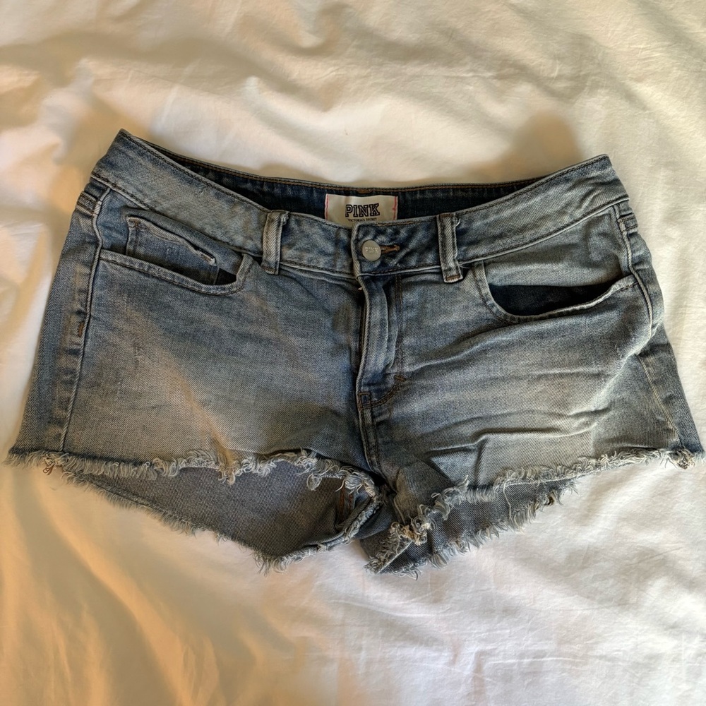 PINK Victoria's Secret Blue Jean Shorts Distressed Style